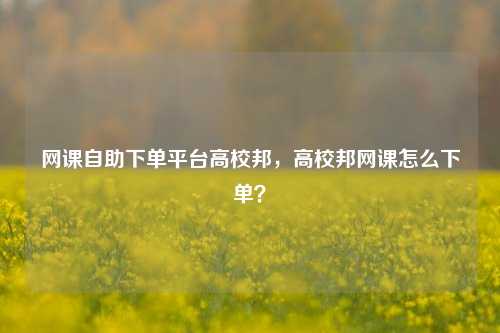 网课自助下单平台高校邦，高校邦网课怎么下单？