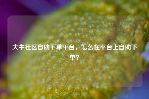 大牛社区自助下单平台，怎么在平台上自助下单？