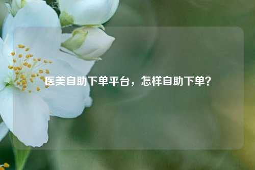 医美自助下单平台，怎样自助下单？