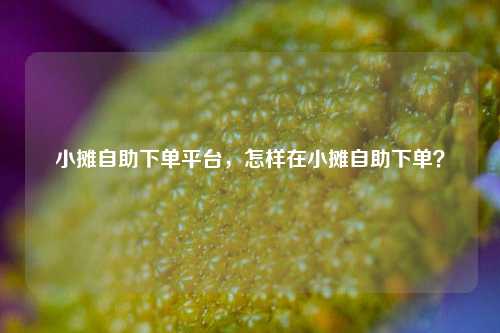 小摊自助下单平台，怎样在小摊自助下单？