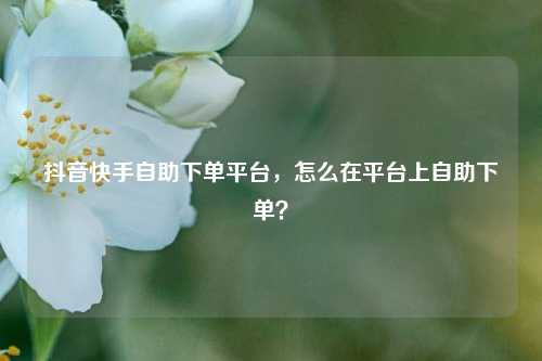 抖音快手自助下单平台，怎么在平台上自助下单？